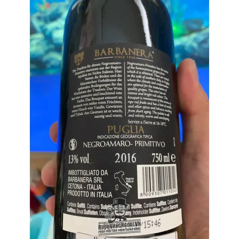 Địa chỉ bán ruou vang y barbanera puglia negroamaro primitivo cuc ngon giá rẻ tại Hà Nội