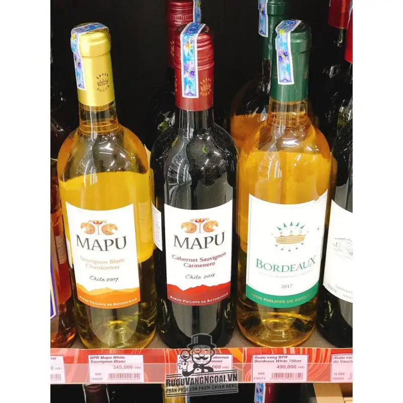 Địa chỉ bán vang chile mapu baron philippe de rothschild red white giá rẻ tại Hà Nội