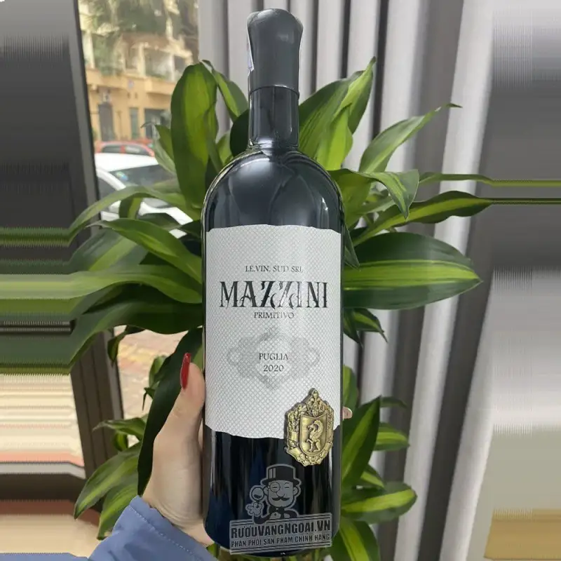 Vang Ý Mazzini Primitivo Pulia 17 độ uống ngon