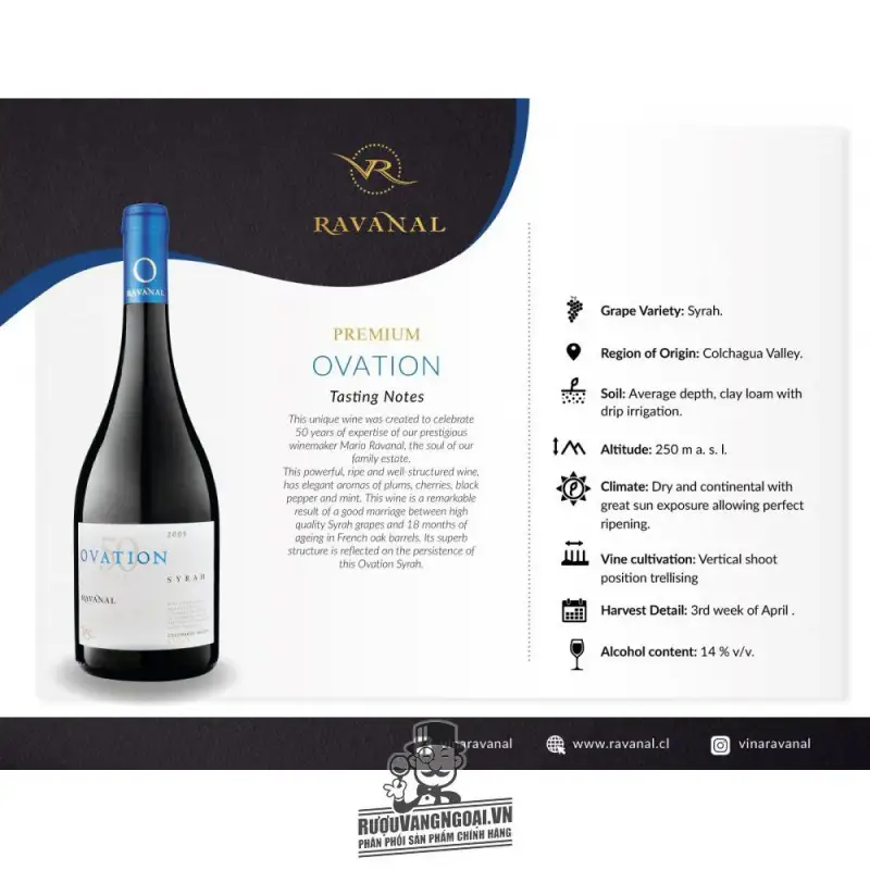 Mua vang chile ovation ravanal nam syrah ở đâu giá rẻ nhất