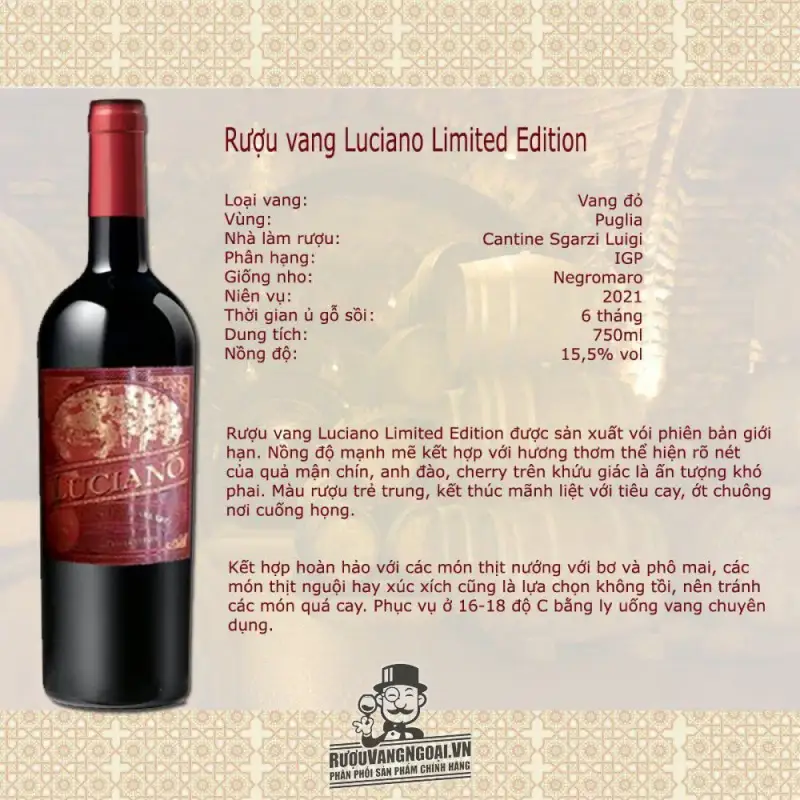 Giá vang y luciano limited edition negroamaro puglia do