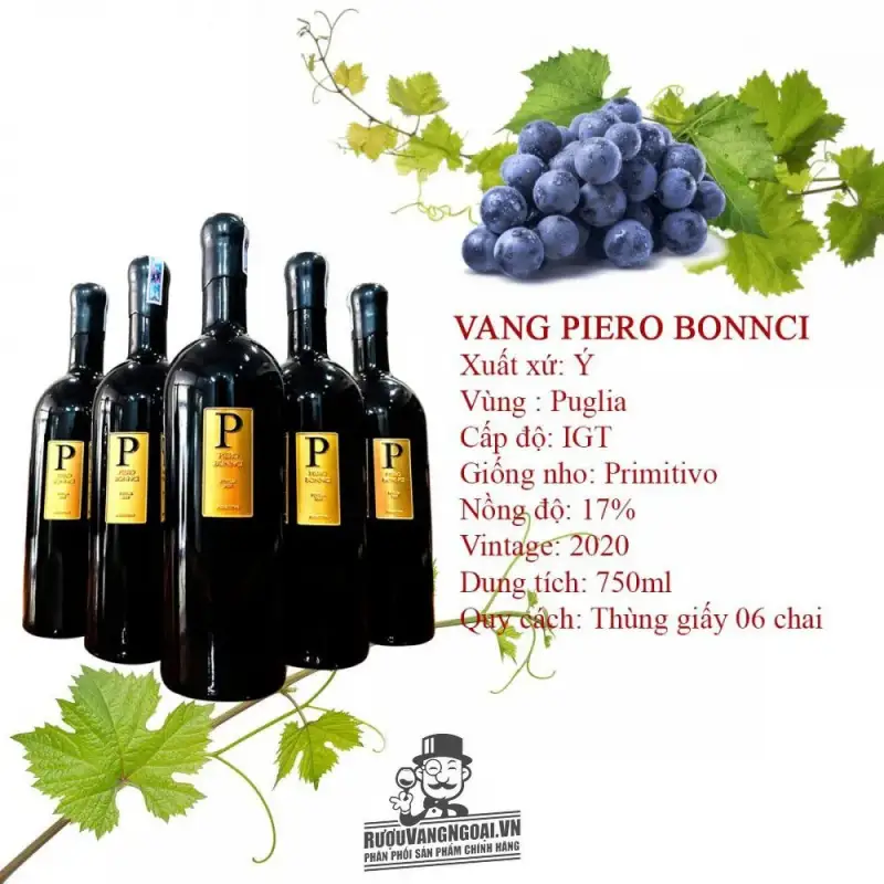 ruou vang y piero bonnci primitivo do giá bao nhiêu