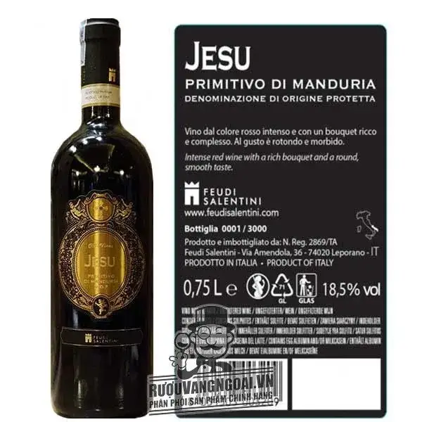 Vang Ý JESU PRIMITIVO DI MANDURIA 18,5 VOL