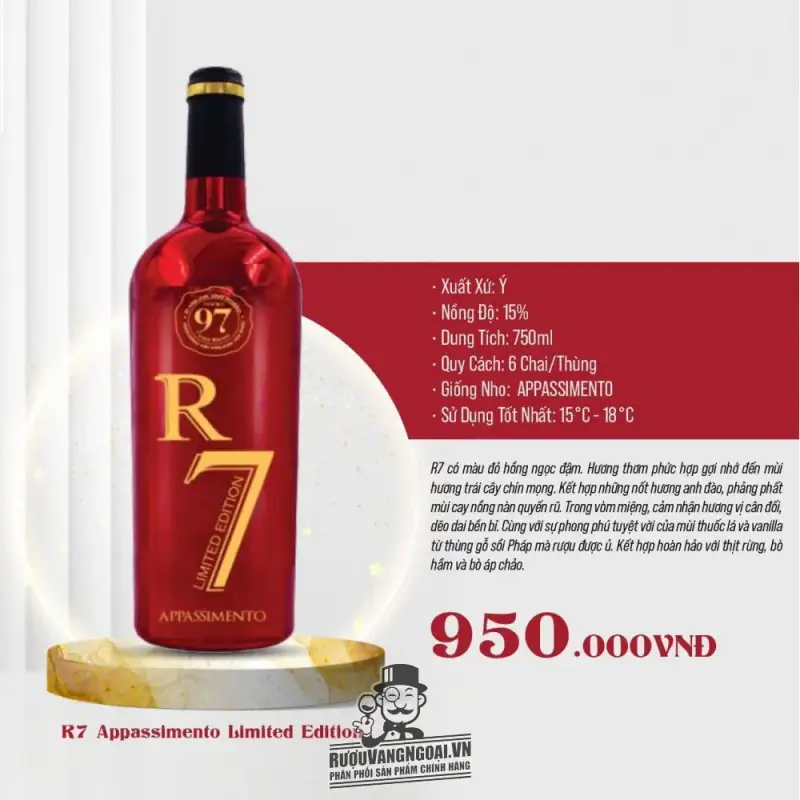 Giá ruou vang r appassimento limited edition chinh hang
