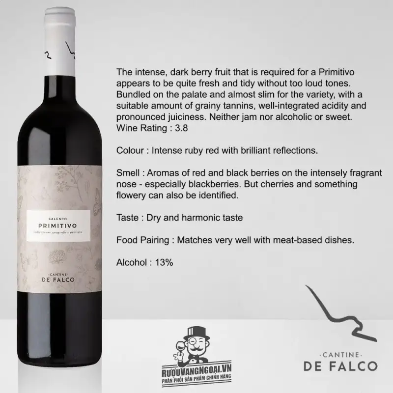 Mua vang y primitivo cantine de falco salento giá rẻ tại Hà Nội