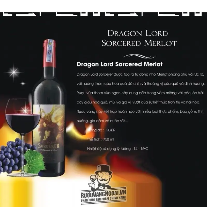 Rượu vang Pháp DRAGON LORD SORCERED MERLOT