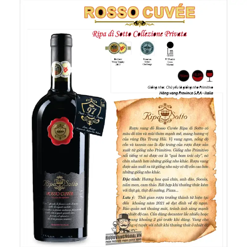 Vang Ý RIPA DI SOTTO PRIMITIVO