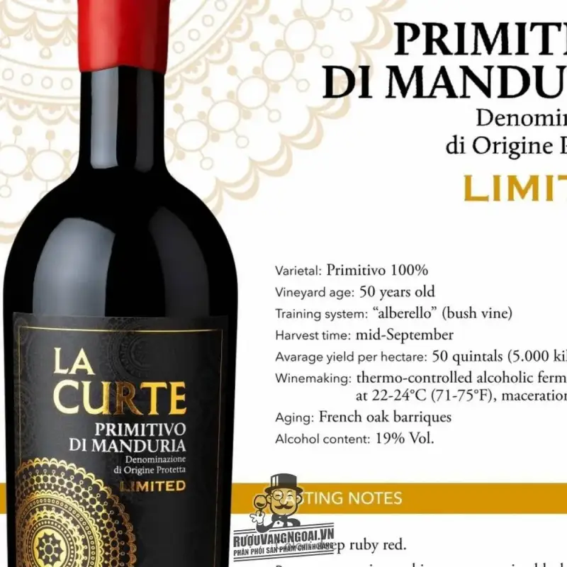 Vang Ý La Curte Limited 19 độ Primitivo di Manduria