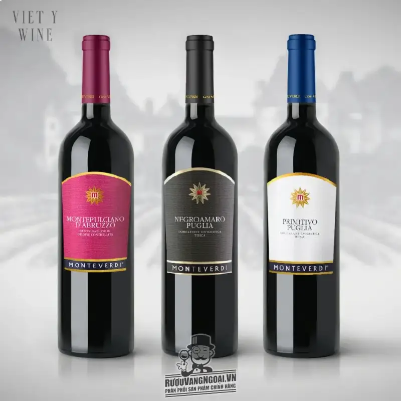 Vang Ý Primitivo Puglia Monteverdi 14,5% Cao cấp