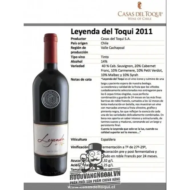 Vang Chile LEYENDA DEL TOQUI Bán Rẻ Nhất