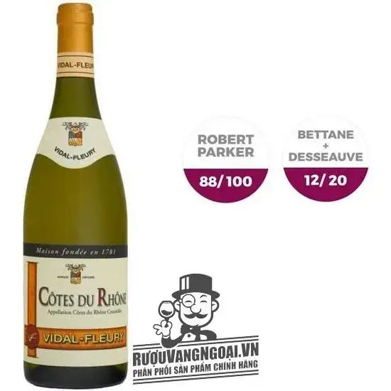 Vang Pháp COTES DU RHONE VIDAL FLEURY BLANC