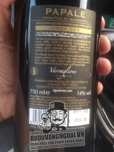 Rượu vang Ý Papale Primitivo