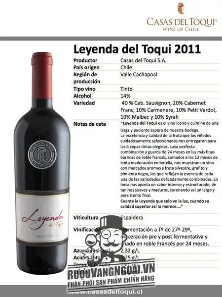 Vang Chile LEYENDA DEL TOQUI Bán Rẻ Nhất