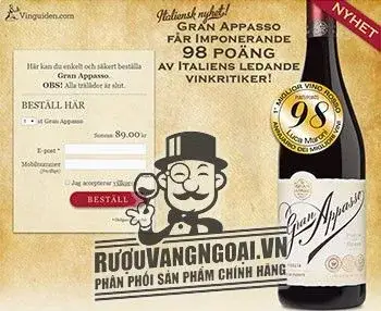 Vang Ý GRAN APPASSO 98 ĐIỂM