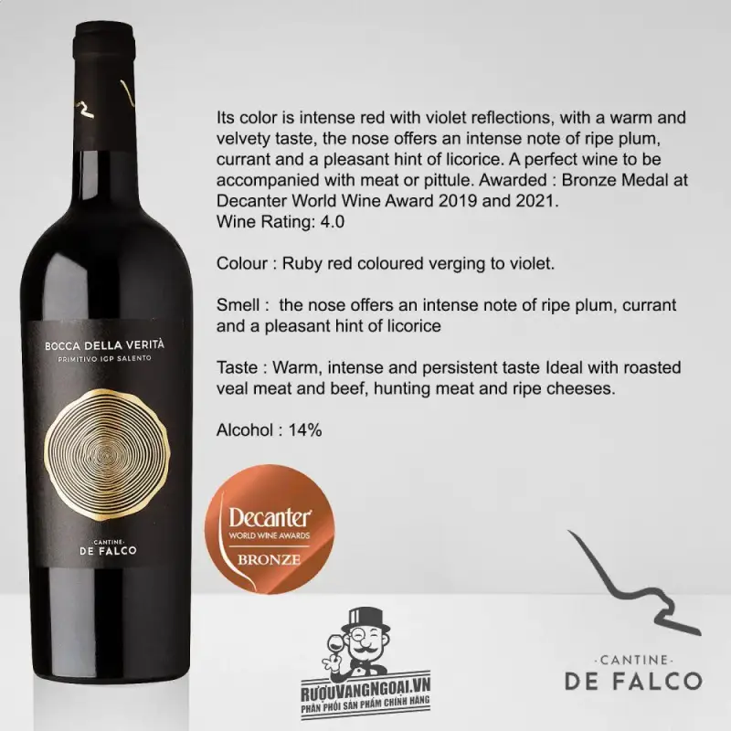 Giá vang y bocca de verita cantine de falco salento