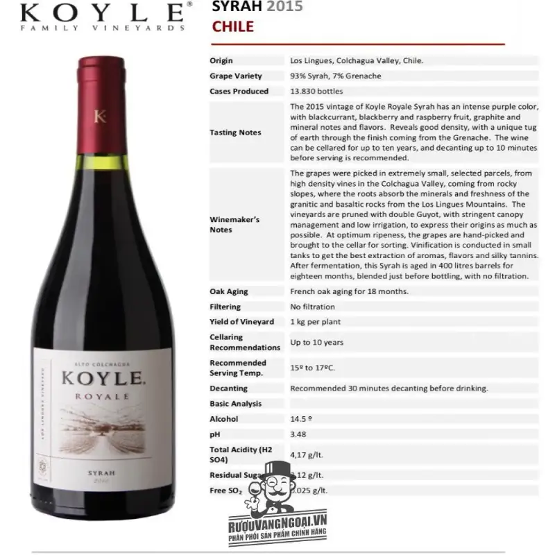 vang chile koyle royale syrah giá bao nhiêu