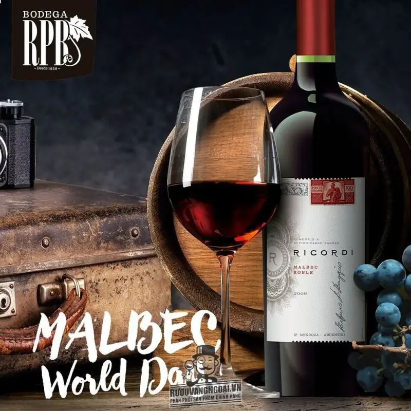 Vang ARGENTINA RICORDI MALBEC ROBLE thượng hạng