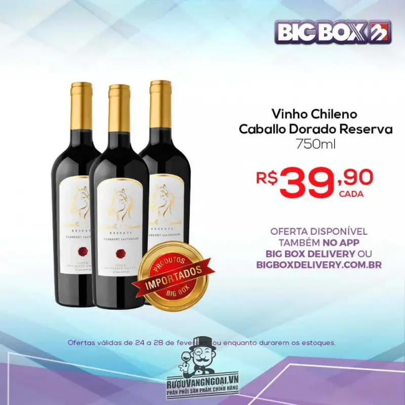 Mua vang chile caballo dorado reserva cabernet sauvignon giá rẻ tại Sài Gòn