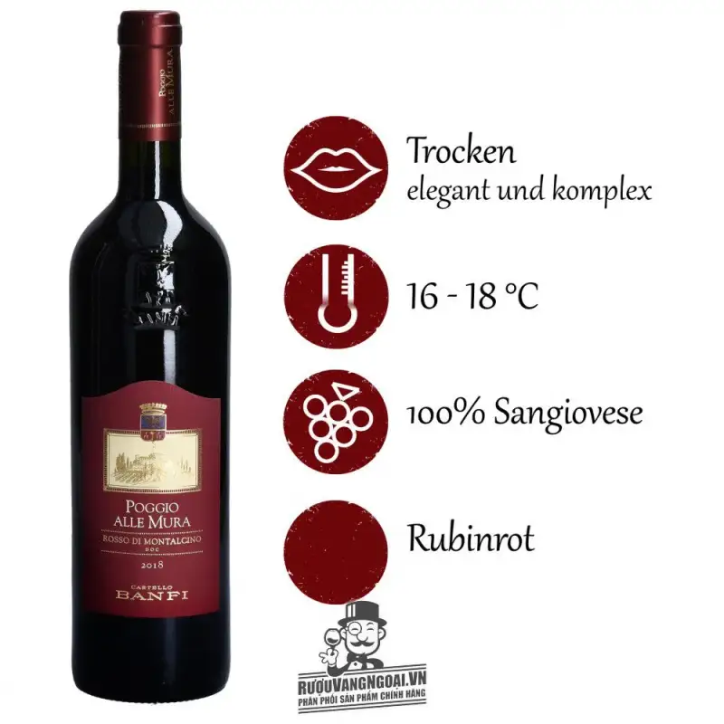 Mua vang y castello banfi poggio alle mura rosso di montalcino giá rẻ tại Hà Nội