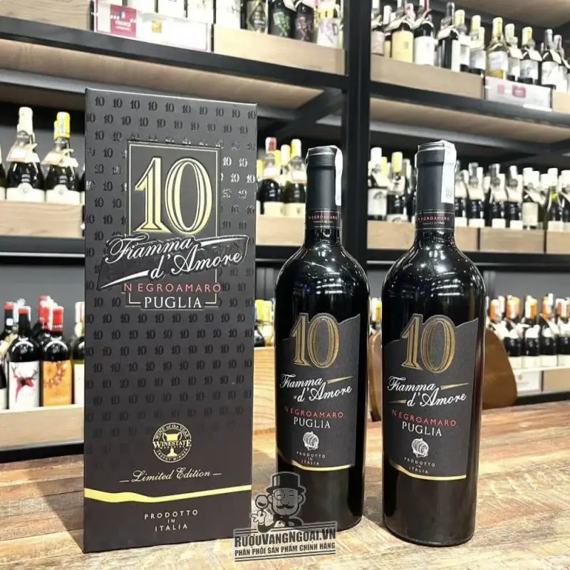 VANG Ý 10 FIAMMA D‘AMORE NEGROAMARO PUGLIA uống ngon