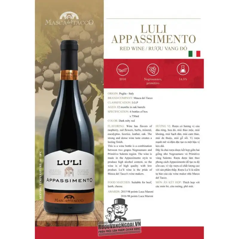 Địa chỉ bán ruou vang y luli appassimento gia cuc tot giá rẻ tại Hà Nội