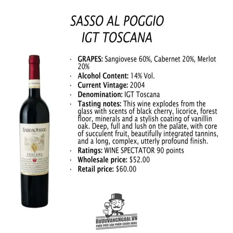 Giá ruou vang piccini sasso al poggio toscana igt