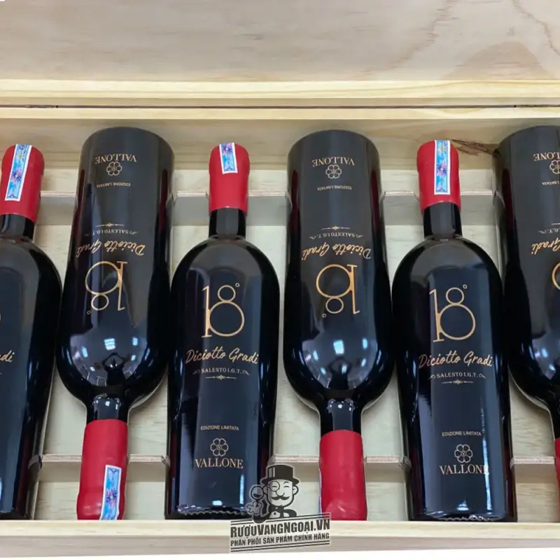 Vang Ý 18 Diciotto Gradi Vallone Salento IGT 18 độ uống ngon