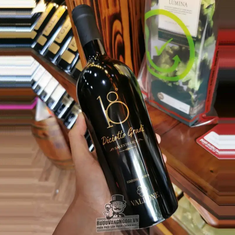 Vang Ý 18 Diciotto Gradi Vallone Salento IGT 18 độ uống ngon