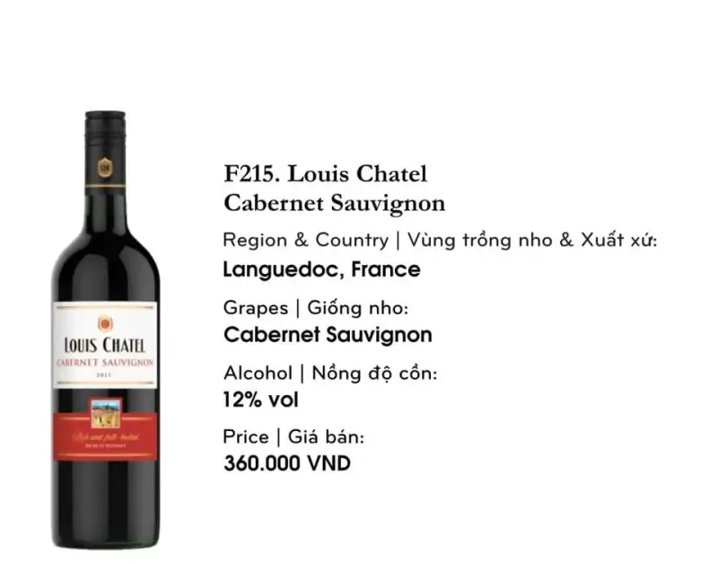Mua vang phap louis chatel cabernet sauvignon ở đâu giá rẻ nhất